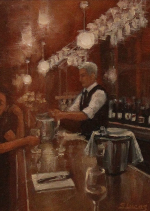 Sarah Stifler Lucas, "Montreal Bar", Oil, $475