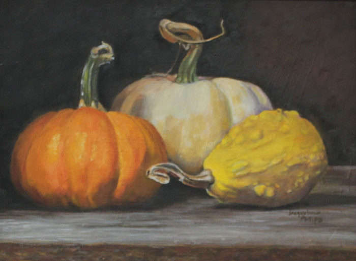Jacqueline Phillips, "Gourd Study", Oil, $750