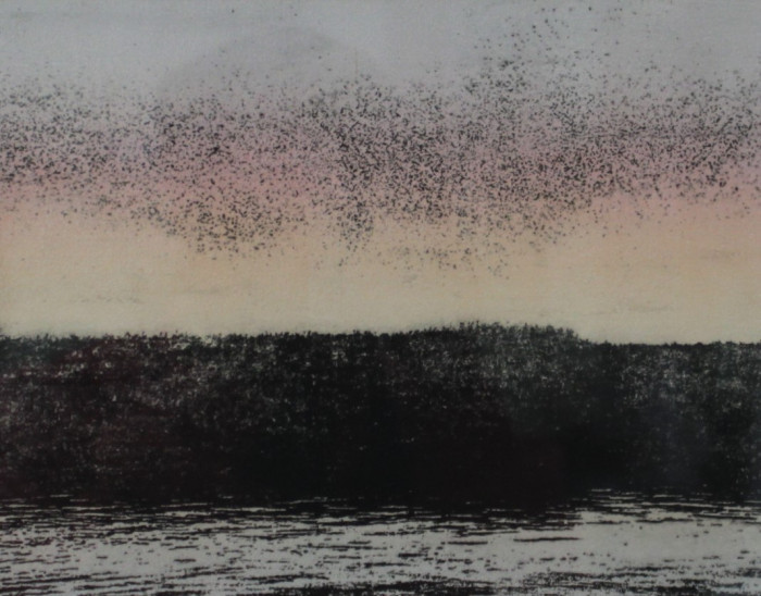 Kathleen DeMeo, "Swallows at Dusk", Mixed Media, $300