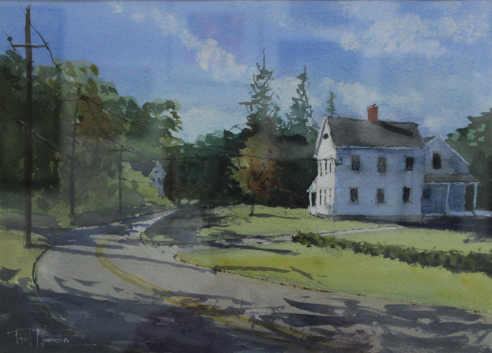Paul Loescher, "Bauher Farm House", Watercolor, $550