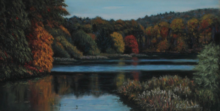 Steve  Brunetti, "Autumn on the Pond", Pastel, $450