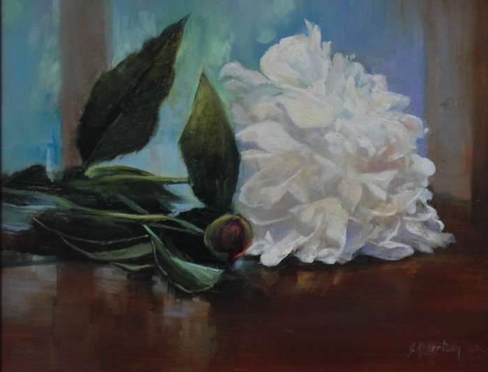 Janine Robertson, "Peony", Oil on Aluminum, $900