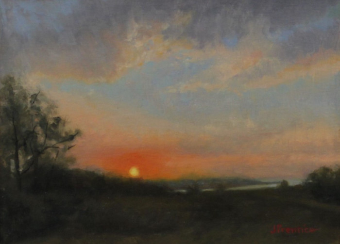 Jan Prentice, "Sunrise, West River", Oil, $350