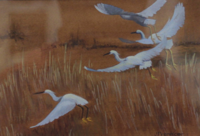 Jan Prentice, "Take Off", Guache/Ink, $225