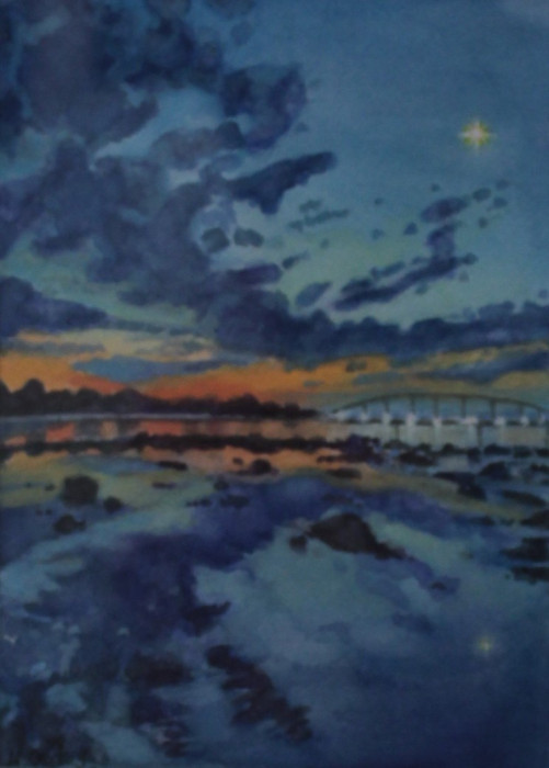 Nancy Oats, "Evening Star", Watercolor, $650