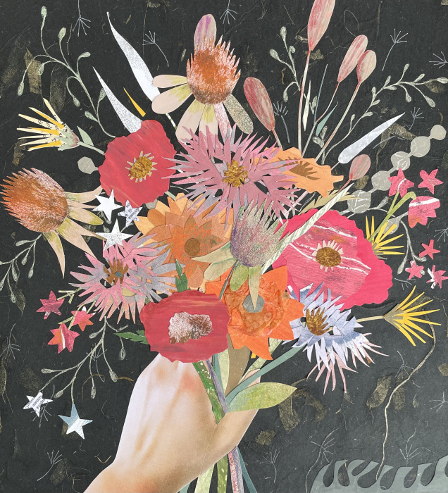 Anne Coffey, "Here, I Picked These For You", Mixed Media, $525