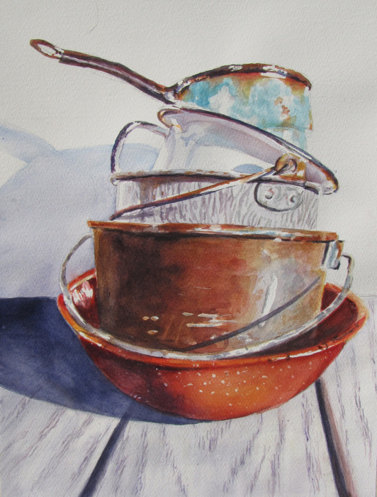 Beverly Tinklenberg, "Grandma's Pots", Watercolor, $375