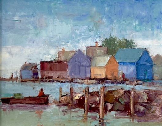 Lisa Miceli, "Quiet Harbour, Plein Air", Oil, $575
