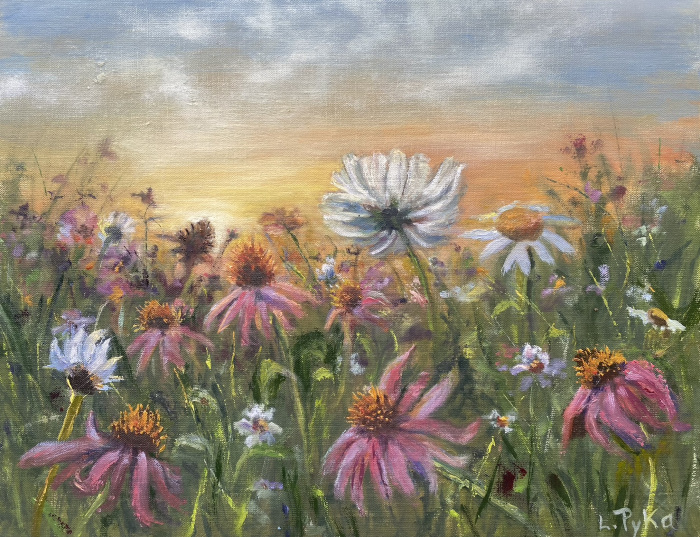 Lynda Pyka, "Wildflower Finale", Oil, $450