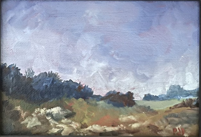 Pamela J. Danneman, "Rocky Hills", Oil, $350