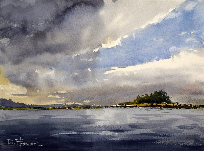 Paul Loescher, "Mostly Cloudy", Watercolor, $550