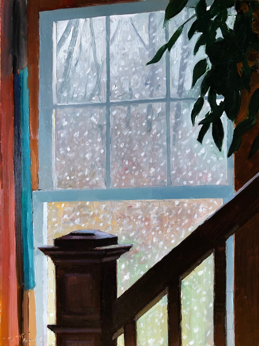 Polly Seip, "Look! It's Snowing!", Oil, $800