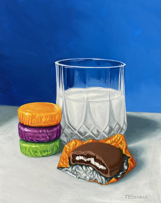 J. Elaine Senack, "Milk and Cookies", Acrylic, $970