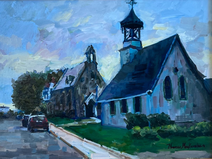 Thomas Moukawsher, "Calvary Church, Stonington", Oil, $625