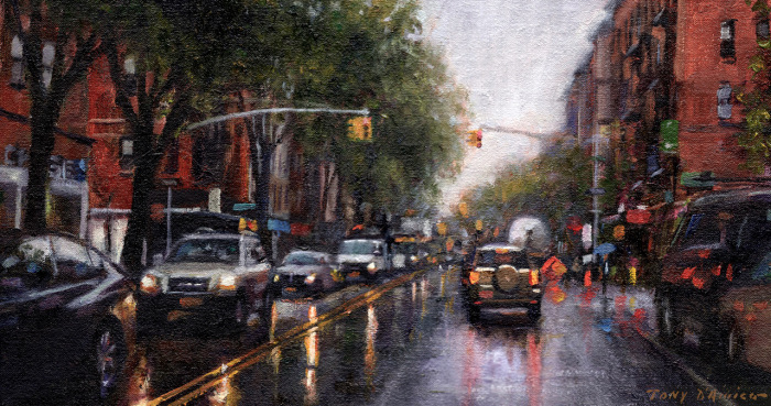 Tony D'Amico, "City Drizzle", Oil, $1,750