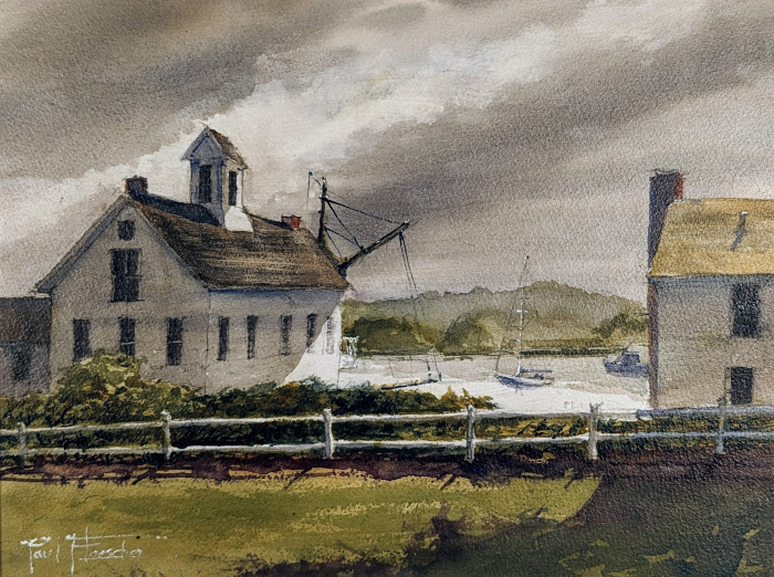 Paul Loescher, "Unsettled Skies Over Essex", Watercolor, $550