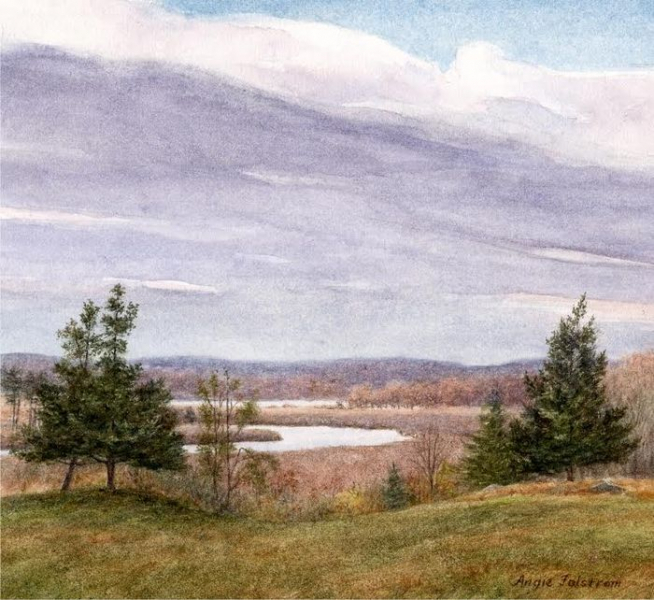 Falstrom Angie Falstrom,Cloud Cover, Elys Ferry Road, watercolor