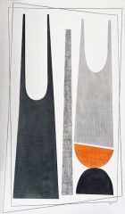Moya Aiken, "A Bit Too Close'", Oil, pastel and graphite on y watercolor paper, 25x45, $3,400