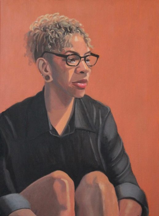 Diane Chandler, "Jodi (Orange and Black)", oil, 24x18, $700