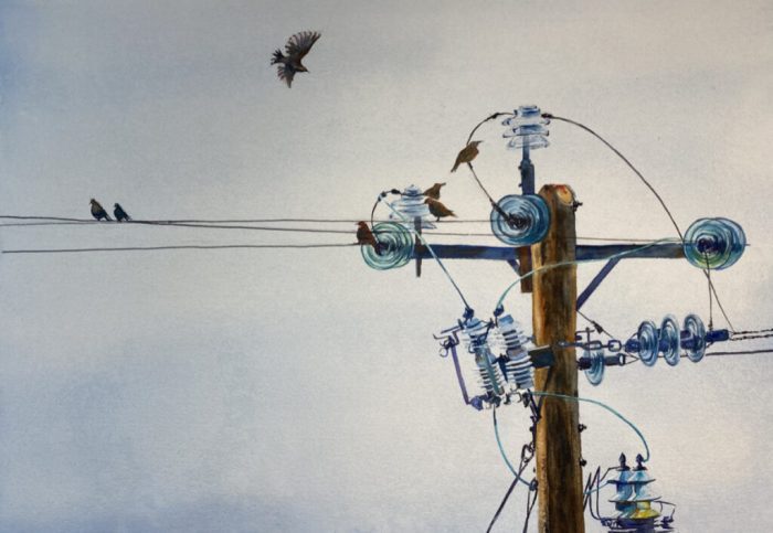 JoAnna Chapin, "High Wire Act", WC, 27x22, $750
