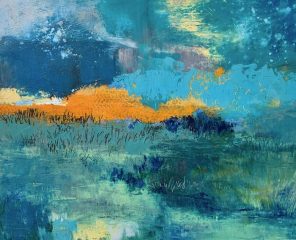 Kathleen DeMeo, "The Moors", Oil and cold wax, 16x20, $400