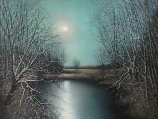 Stephen Linde, "Moonlit Marsh", Pastel, 18.75x16, $1,400