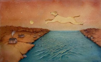 Michael Lynch, "The River, Night", Acrylic, 27x43, $800