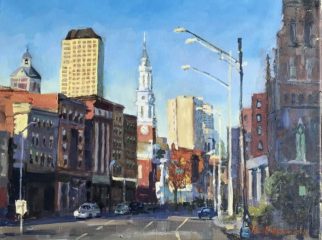 Thomas Moukawsher, "Main Street Hartford", Oil on Canvas, 14x18, $1,250