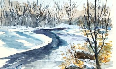 Richard Raicik, "Still Winter", watercolor, 20x23, $550