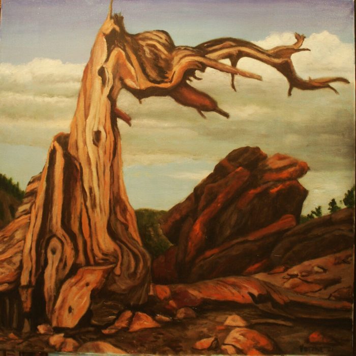 Wesley M. Vietzke, "Rocky Mountain Crag", oil/canvas, 24x24, $650
