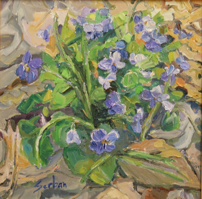 S. Blanche Serban, "Unsuspected Violets", oil, $450