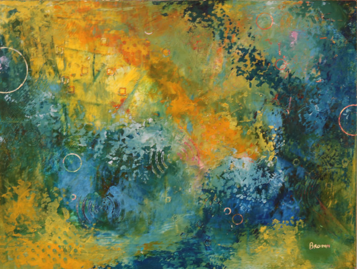 B. Diane Brown, Blue And Yellow # 4, oil and cold wax, $300