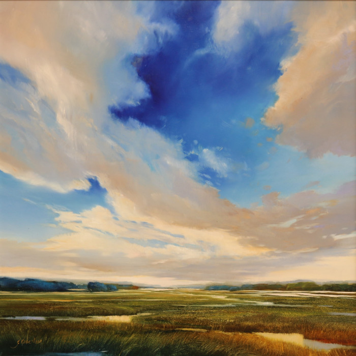 R. Janine Robertson, "Into the Blue", oil on aluminum, $1,400