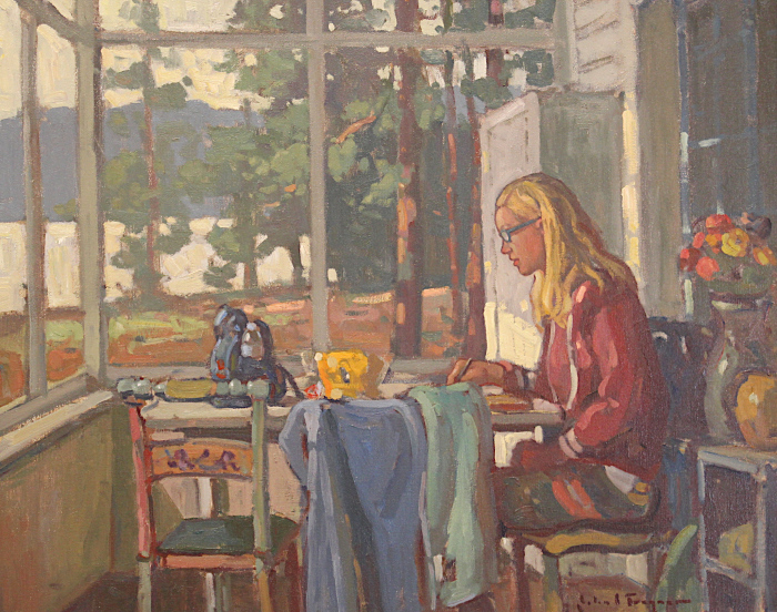 T. John C Traynor, "Liz on Screened Porch", oil, $18,000