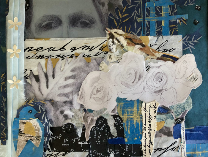 T. Lisa Tellier, "Behind the Garden Gate", collage, $800
