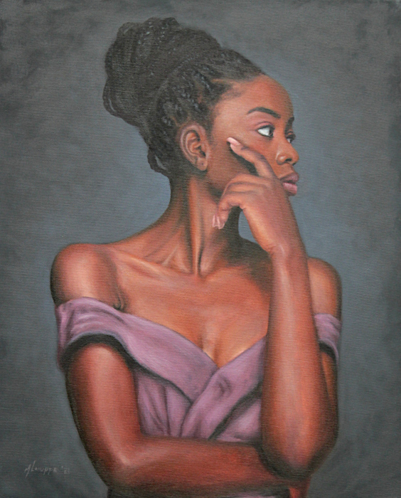 L. Mike Laiuppa, "Contemplative Elegance", oil, $765