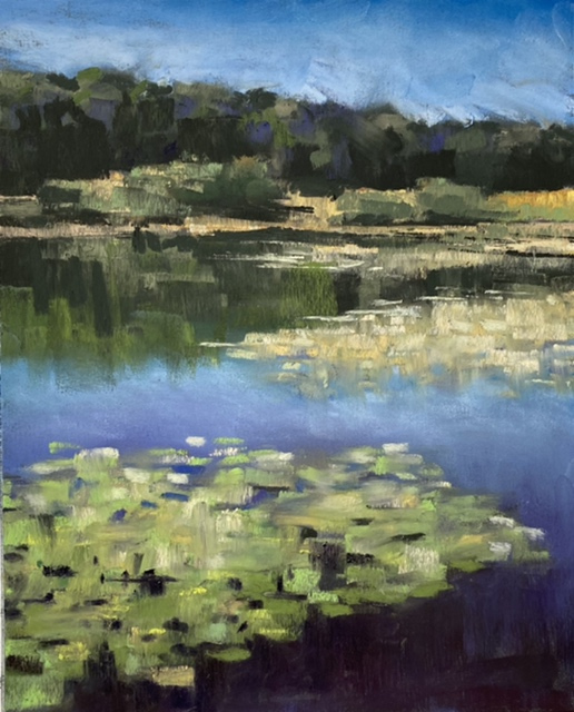 S. Patricia Shoemaker, "Water Lillies on Bishops Pond", pastel, $600