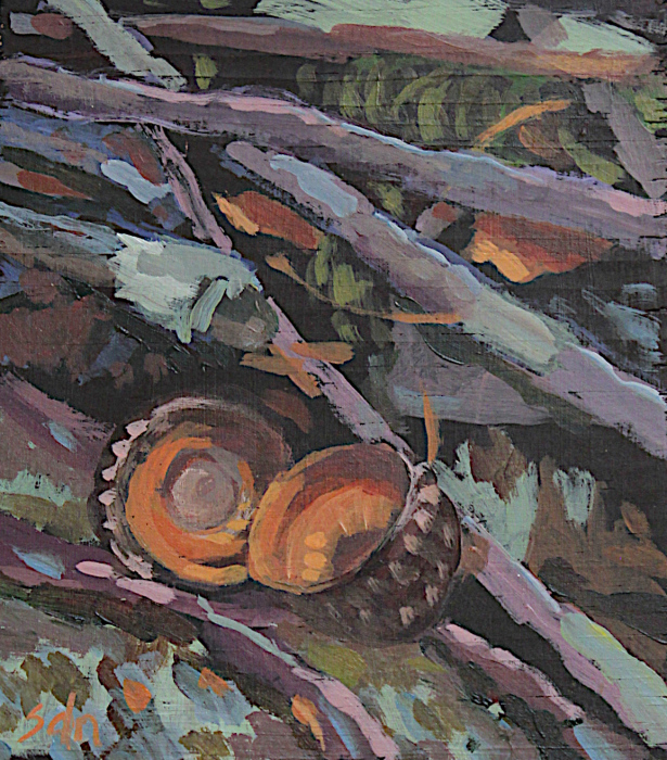 N. Sara Drought Nebel, "Faery Bowls", oil, $225