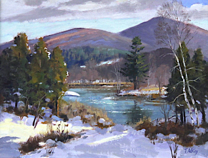 A. Thomas Adkins, "Between the Cedars", oil, $1,400