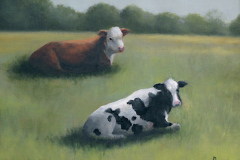 B. Patt Baldino, "Cows in the Meadow", oil, $1,300