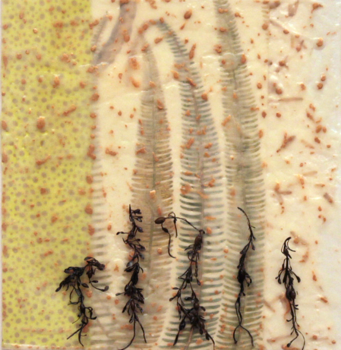 Robertshaw, Dorothy, "Dancing Seaweed People", encaustic, $225
