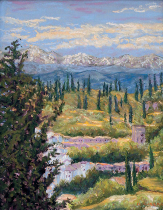 Kurzman, Henie , "Granada Spain Vista", pastel, $375