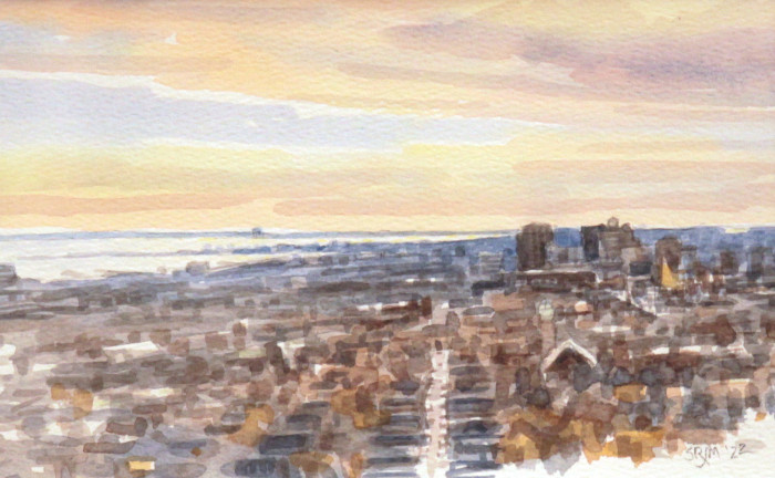 Murtha , Sean, "New Haven From East Rock", watercolor, $300