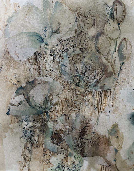 Burdaspar, Jean, "Blue Poppies", watercolor, $300