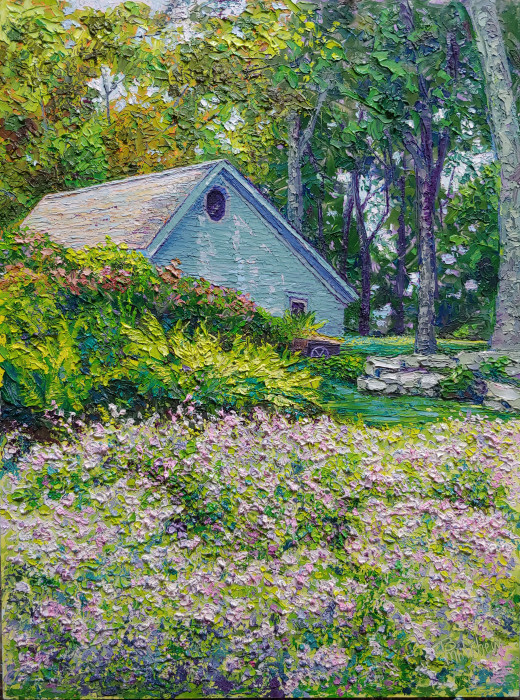 Matthew, Jill Beecher, "Crown Vetch Below Barn", oil, $875