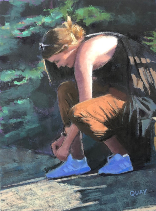 Quay, Heather, "Lacing Up", pastel, $475