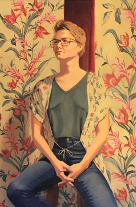 Diane Chandler, "Gretchen with Flowers", oil, 24x16, $650