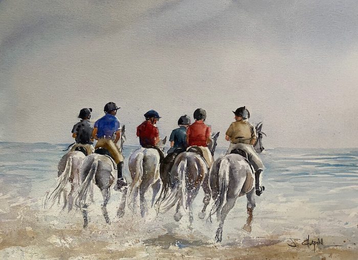 JoAnna Chapin, "Riding to Forever", watercolor, 18x24, $650