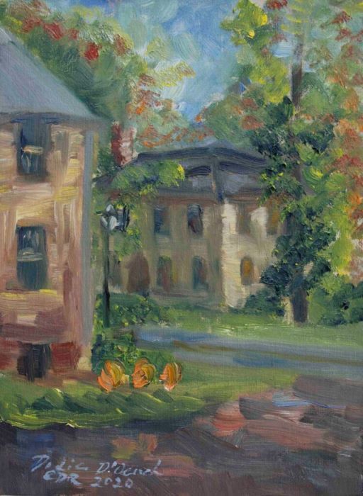 Dodie D'Oench, "Fall View Across from Comstock. Wetherfield., CT 2020", oil, 9x7, $200