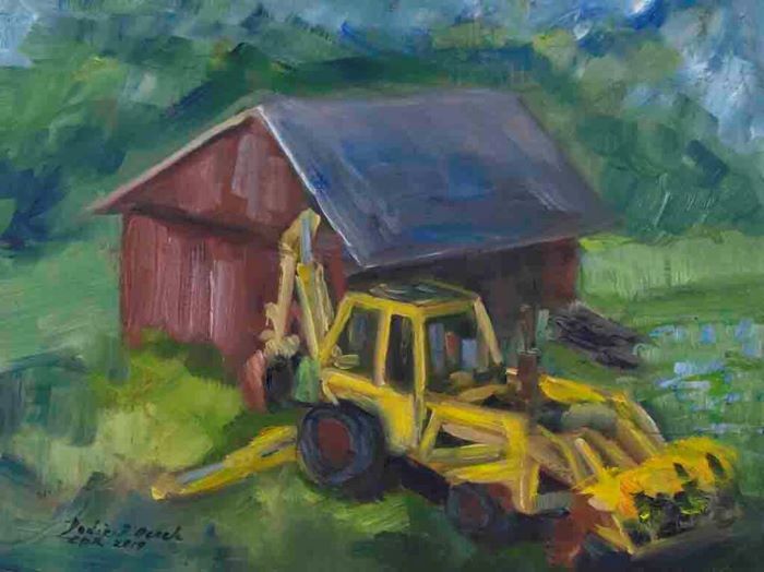 Dodie D'Oench, "Let's Go Digging", oil, 12x16, $350